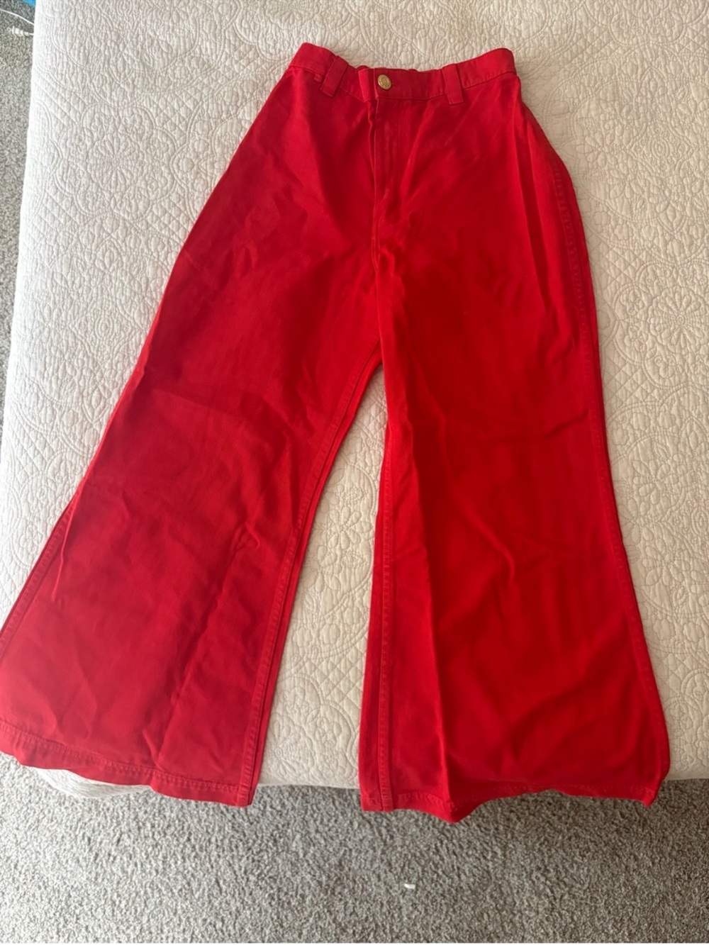 Big Bud Press Wide-Leg Bell Bottom Pants in Mustang Red sz XS